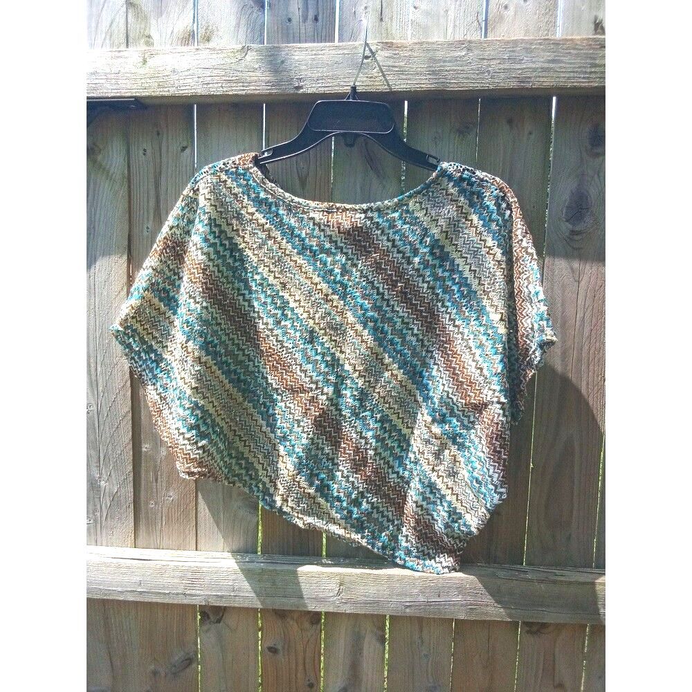 Juniors Small Top Dots disserted sheer knit mid-drift chevron print